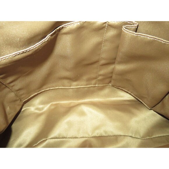 Coach 2009 Cursive Creed Khaki & Blue Jacquard Frame Kisslock Carryall Satchel - Picture 10 of 12